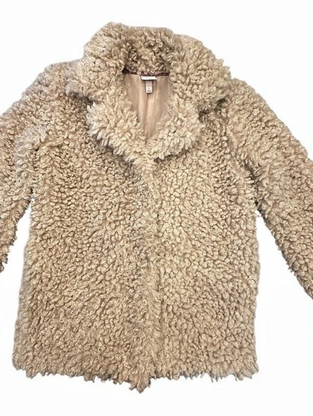 Knox Rose Target Sherpa Faux Fur Coat Jacket Beige Cream Curly Fleece Women Sz L